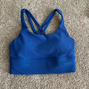Blue ribbed lululemon longline energy bra